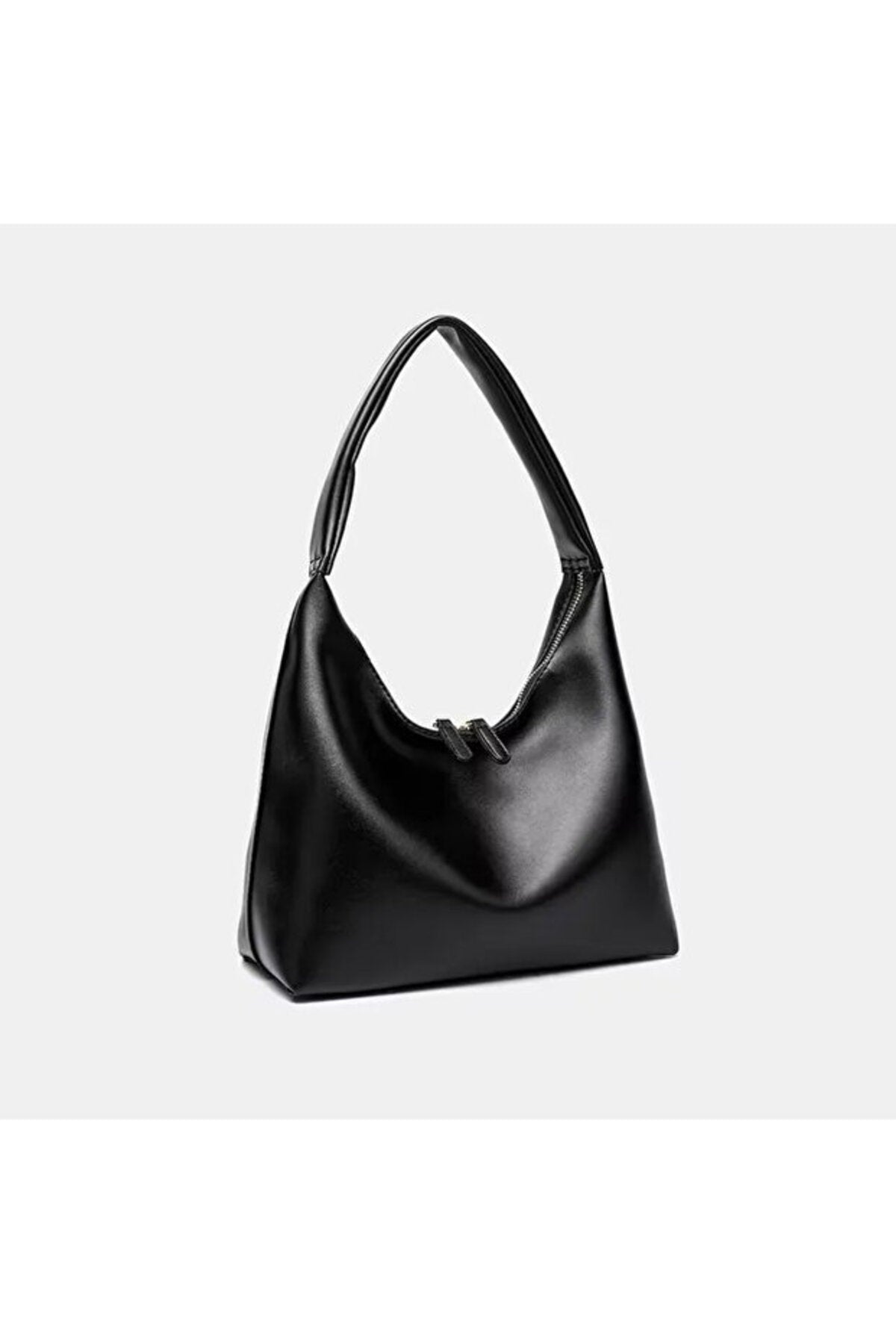 BLAZE Soft Deri Görünümlü Kadın El Kol ve Omuz Çantası Modern Minimal Hobo Çanta - Siyah