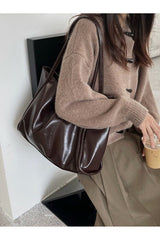 Kadın Basic Model Yumuşak Deri Büyük Boy Günlük El & Omuz & Kol Çantası Lacivert - Kahverengi