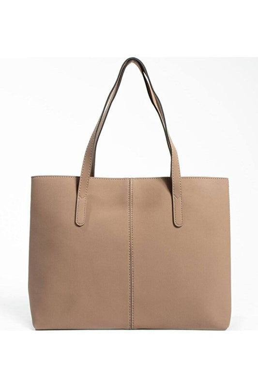 Soft Touch Büyük Boy Tote Model Kadın El Kol ve Omuz Çantası Vizon - Vizon