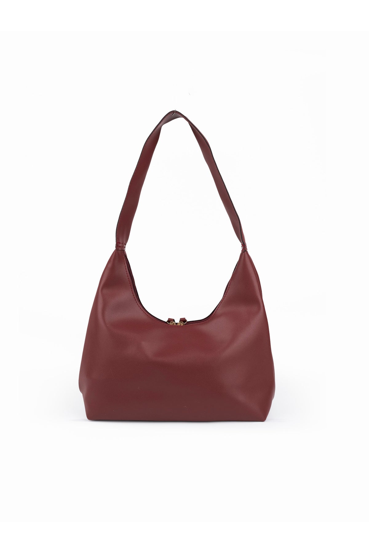 BLAZE Soft Deri Görünümlü Kadın El Kol ve Omuz Çantası Modern Minimal Hobo Çanta - Bordo