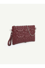 Kadın Yıldız Nakış İşlemeli Portföy El Çantası Bilek Askılı Saten Astarlı Clutch Çanta - Bordo