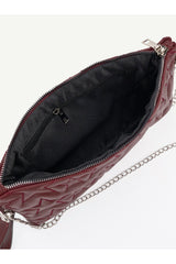 Kadın Yıldız Nakış İşlemeli Portföy El Çantası Bilek Askılı Saten Astarlı Clutch Çanta - Bordo