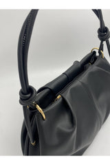 Marla Kadın Askısı Düğüm Detaylı Orta Boy El Kol Ve Omuz Çantası 35x20 cm - Siyah