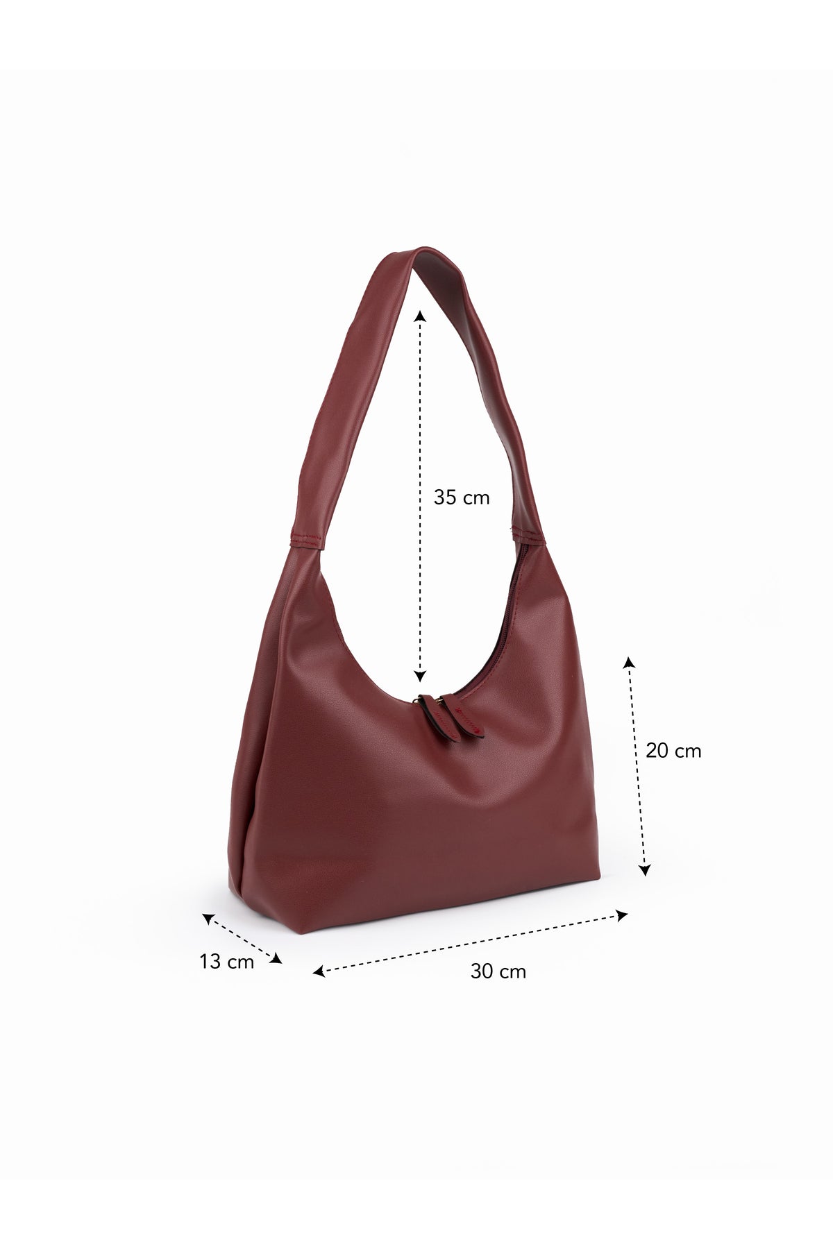 BLAZE Soft Deri Görünümlü Kadın El Kol ve Omuz Çantası Modern Minimal Hobo Çanta - Bordo