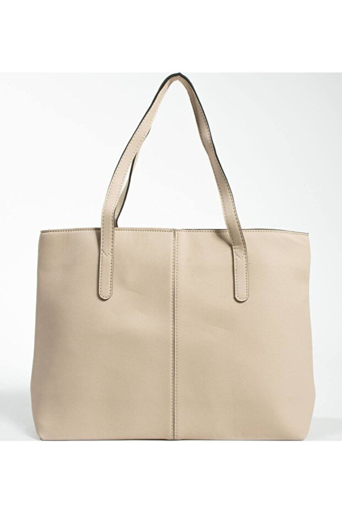Soft Touch Büyük Boy Tote Model Kadın El Kol ve Omuz Çantası Vizon - Krem