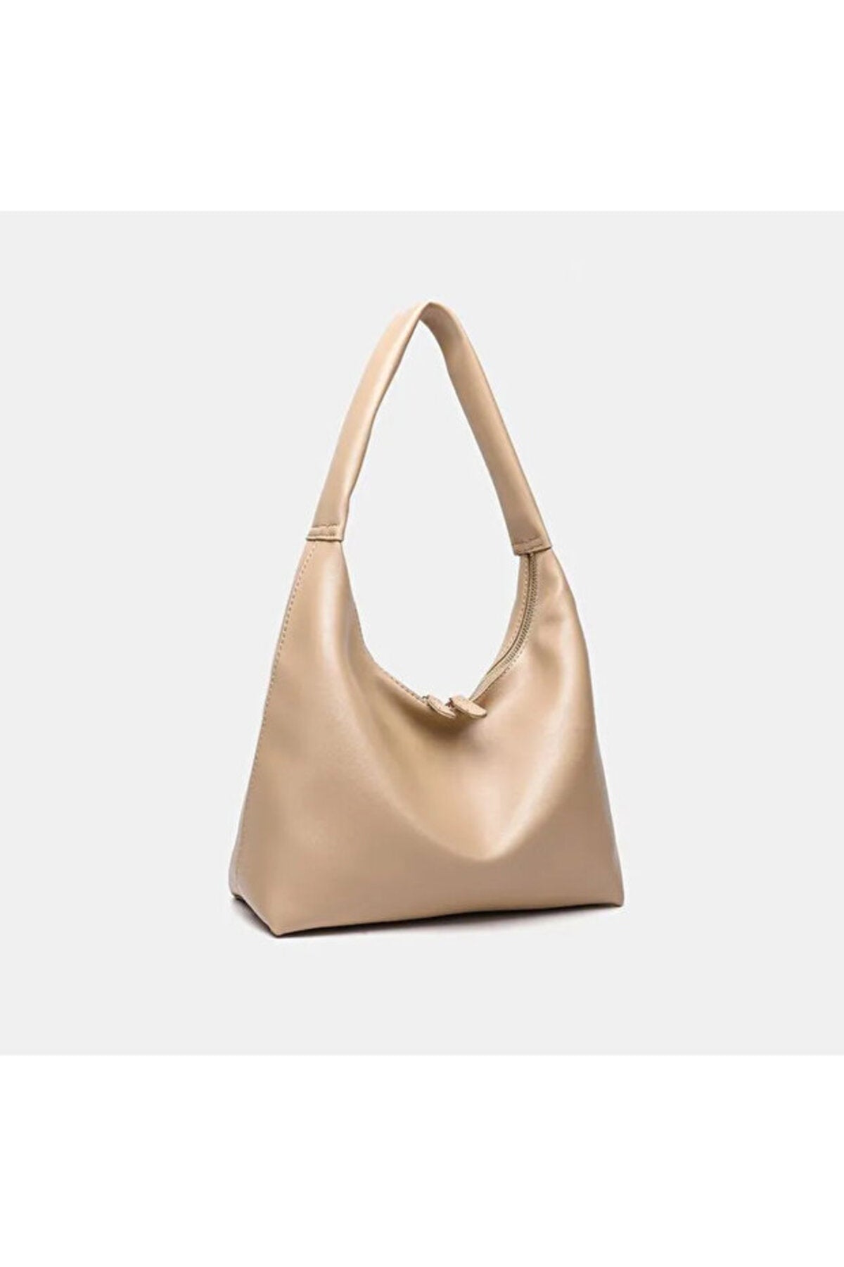 BLAZE Soft Deri Görünümlü Kadın El Kol ve Omuz Çantası Modern Minimal Hobo Çanta - Vizon