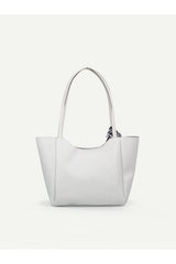 Kadın Fularlı Fermuarlı Shopper El ve Omuz Çantası (Fular Rengi Değişebilir) - Beyazz