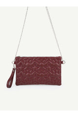 Kadın Yıldız Nakış İşlemeli Portföy El Çantası Bilek Askılı Saten Astarlı Clutch Çanta - Bordo