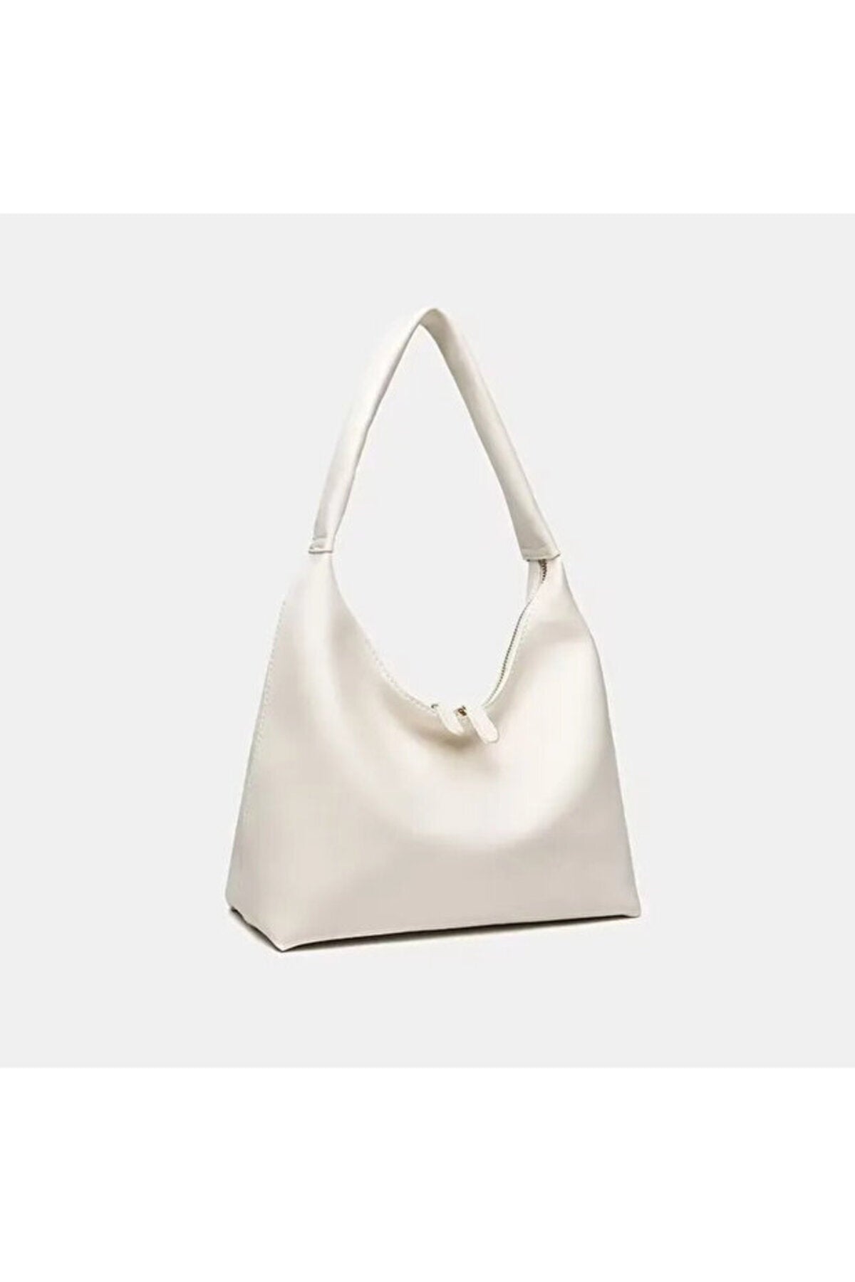 BLAZE Soft Deri Görünümlü Kadın El Kol ve Omuz Çantası Modern Minimal Hobo Çanta - Beyaz