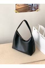 BLAZE Soft Deri Görünümlü Kadın El Kol ve Omuz Çantası Modern Minimal Hobo Çanta - Siyah