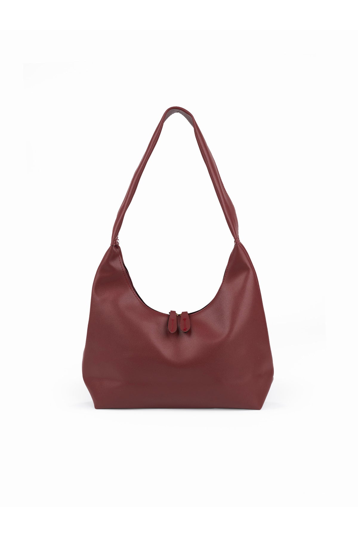 BLAZE Soft Deri Görünümlü Kadın El Kol ve Omuz Çantası Modern Minimal Hobo Çanta - Bordo