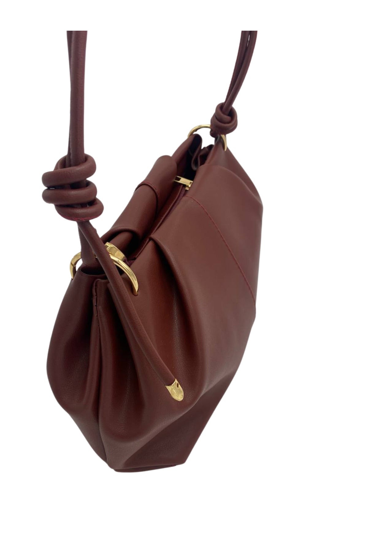 Marla Kadın Askısı Düğüm Detaylı Orta Boy El Kol Ve Omuz Çantası 35x20 cm - Bordo