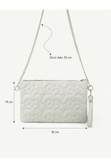 Kadın Yıldız Nakış İşlemeli Portföy El Çantası Bilek Askılı Saten Astarlı Clutch Çanta - Yeşil